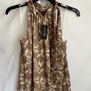INC Modern Halter, Golds; reds and browns. Size small